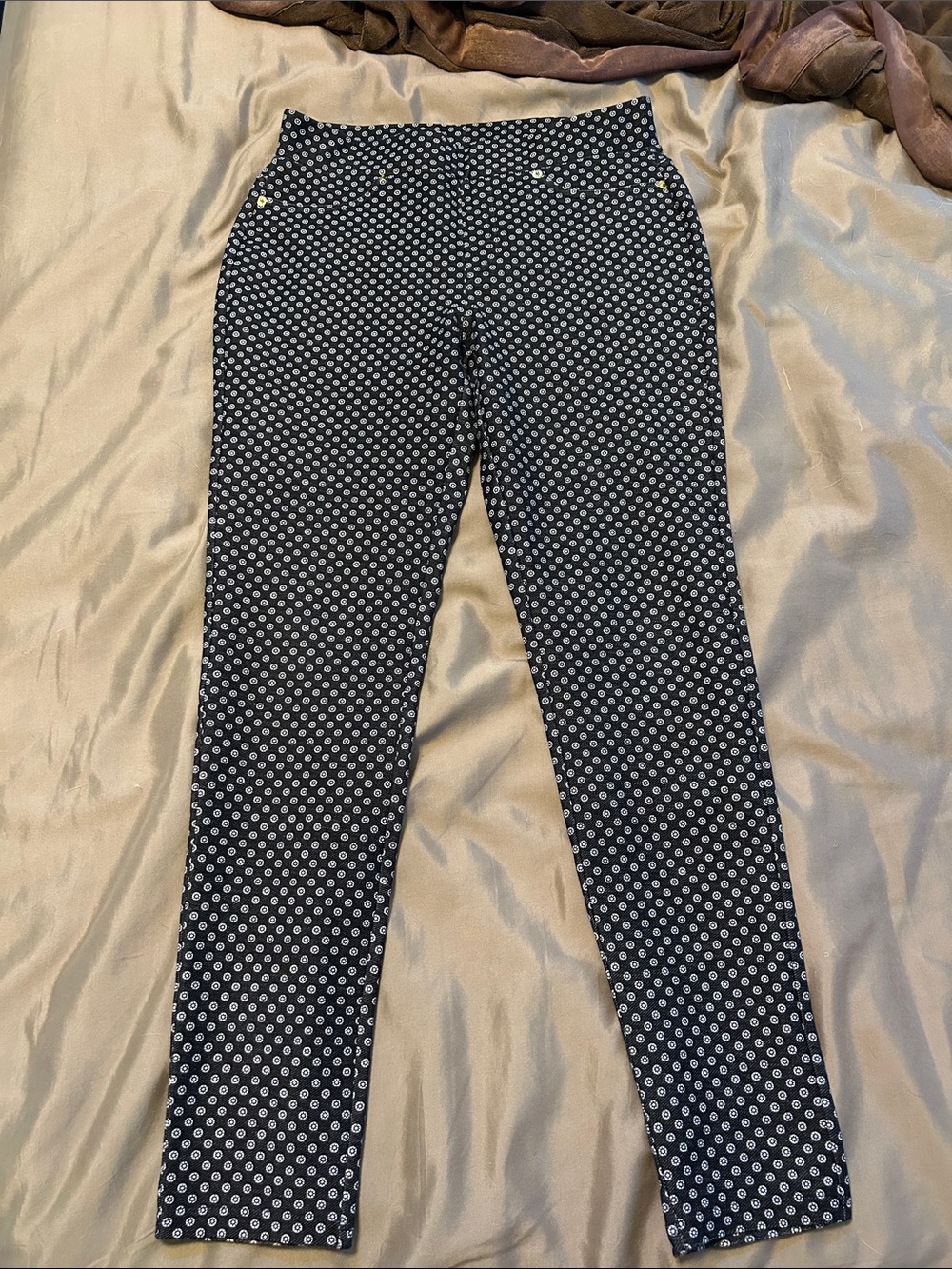 MICHAEL Michael Kors Navy and White Polka Dot Skinny Pants